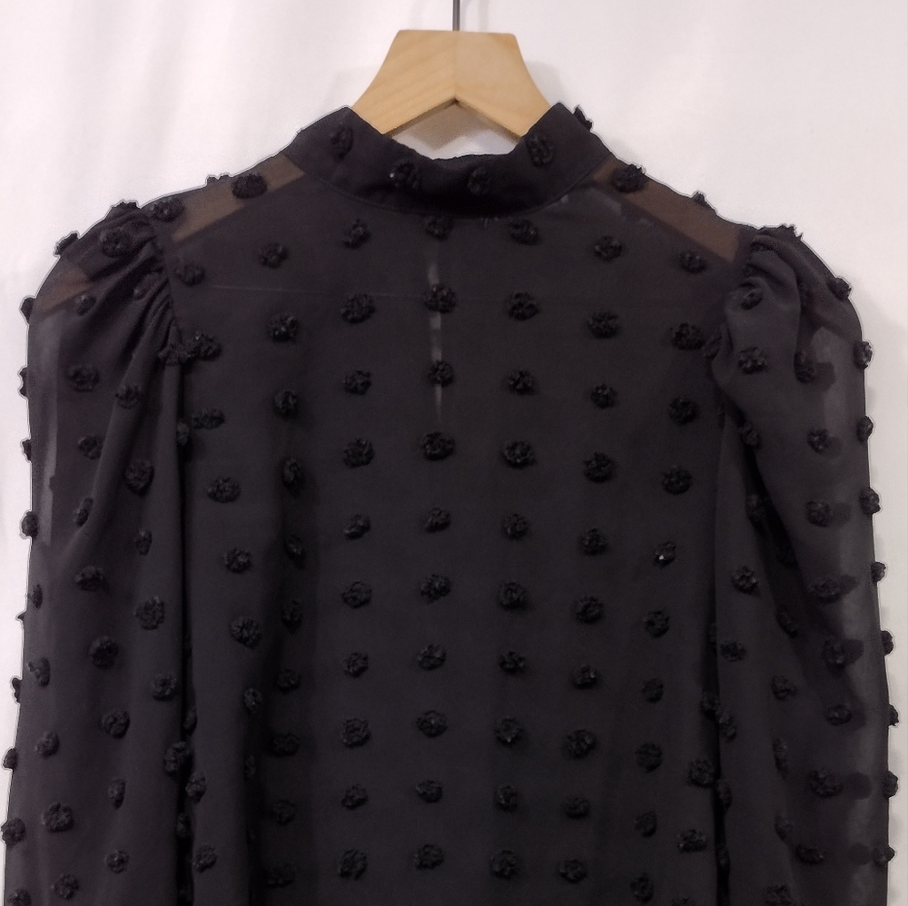 Zara Sheer Swiss Dot Blouse Women's S Black Retro Boho Y2K Fairy Grunge - Picture 3 of 9